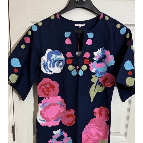 NWT Frances Valentine Delightful Caftan Peony Garden Cotton Embroidery Dress XS - Picture 8 of 16